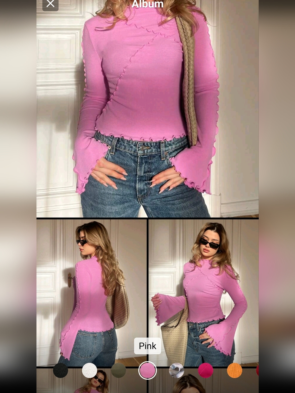 New Two Shirts Pink Ruffle Top, Cream Ruffle T-shirt Perfect For Spring! - Picture 9 of 12